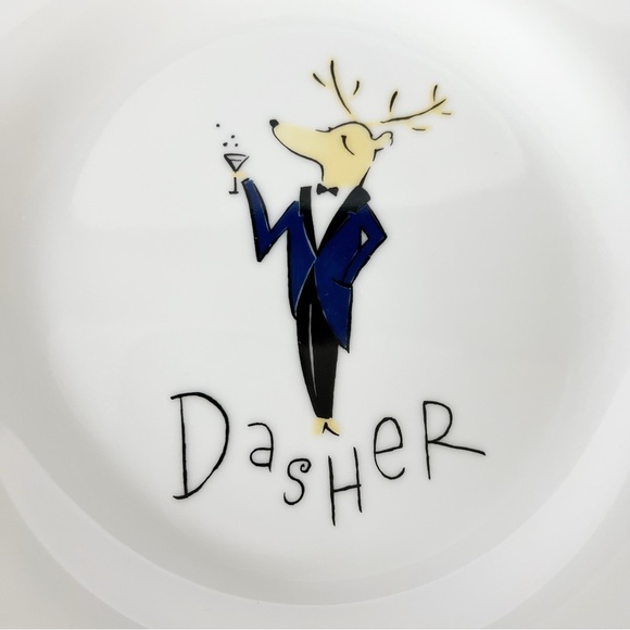 Pottery Barn limited edition discontinued reindeer salad dessert plate set of 3 - Picture 7 of 9